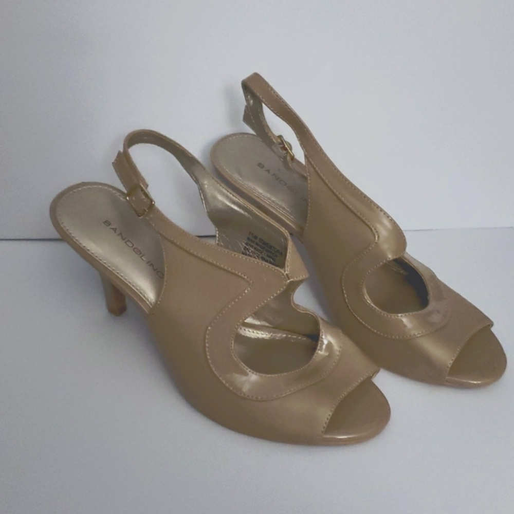 Bandolino Sandals Slingback Taupe Heels 7 1/2 7.5 NIB